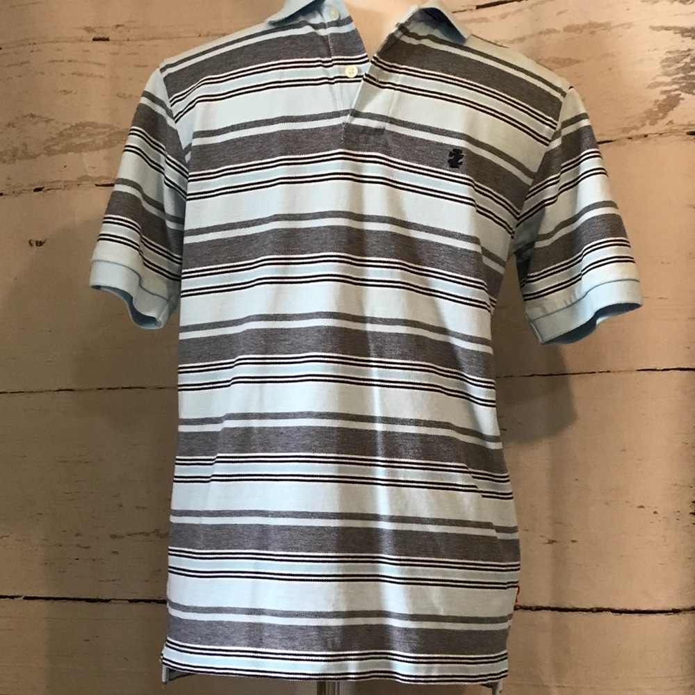 Izod Striped Blue Polo
